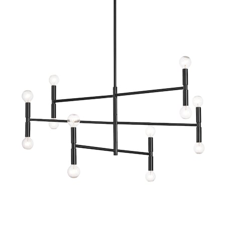 Dainolite 12Lt Incandescent Chandelier, Matte Black Finish AVA-3012C-MB